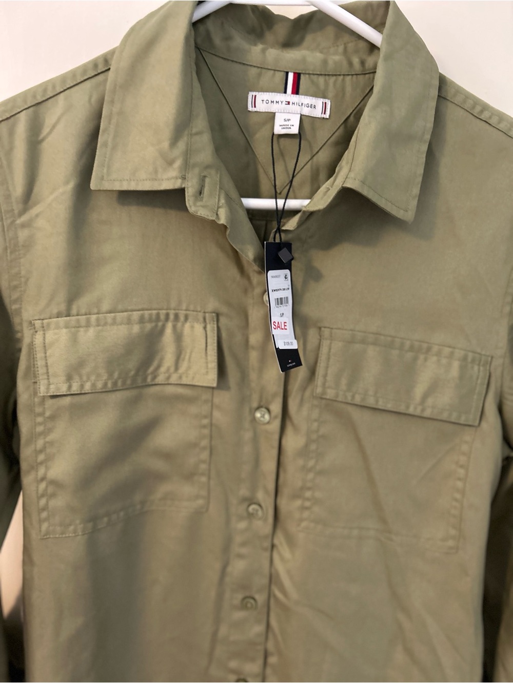 Tommy Hilfiger Olive Green Utility Shirt Dress - Picture 4 of 5